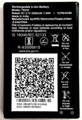 SANNO WORLD Mobile Battery For  Compatible Jio keypad mobile phone Keypad Mobile All Model / 2000mAh