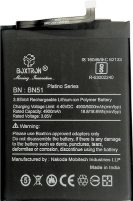 Boxtron Mobile Battery For  Original BN51 Original Mobile Battery for Xiaomi Redmi 8, Redmi 8A, 5000 mAh. Lithium-Polymer 3.85V 180 Days Replacement Warrenty