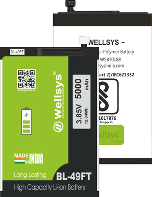 WELLSYS Mobile Battery For  Tecno Spark Go 2020 /Spark 5 / Camon 15 / 4 / KE5 / CD7 /BC2c (BL-49FT) 5000 mAh