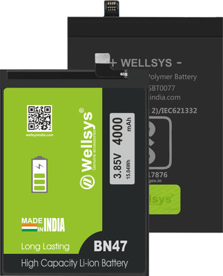 WELLSYS Mobile Battery For  Xiaomi MiA2 Lite / Redmi 6 Pro BN47 (4000MAH)