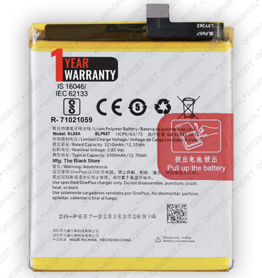 Heist Original Mobile Battery For  Oneplus 6; 1+6 / A6000 / A6003 - BLP657 3300mAh with 1 Year Warranty*