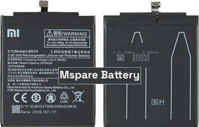Mspare Mobile Battery For  Xiaomi Redmi Mi5A | Model BN34 {3000mAH}