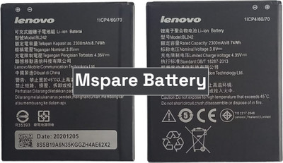 Mspare Mobile Battery For  Lenovo A6000 & A6000 Plus | Model BL242 {2300mAH}
