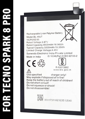 SOCO Mobile Battery For  Tecno Spark 8 Pro - 5000mAh