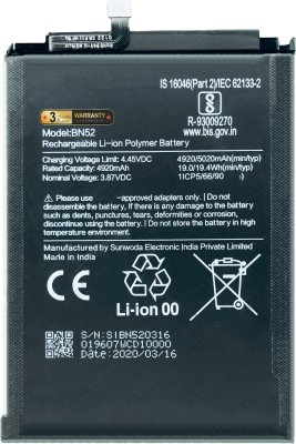 Zewon Mobile Battery For  Xiaomi Ml Redmi Note 9 Pro Battery 6 Months Warranty*