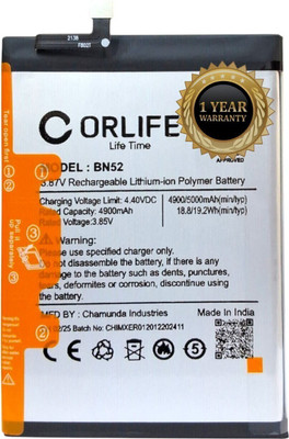 orlife Mobile Battery For  Xiaomi Redmi Note 9 Pro, BN52 Original-(5000mAh)- (1 Year Replacement Warranty)