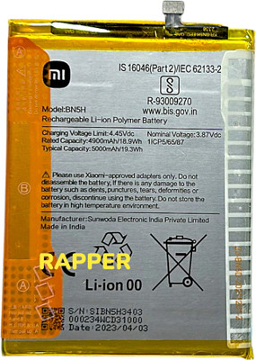 RAPPER Mobile Battery For  MI BN5H M4 5G / M5 / 10 5G / Note 11E {5000mAh}