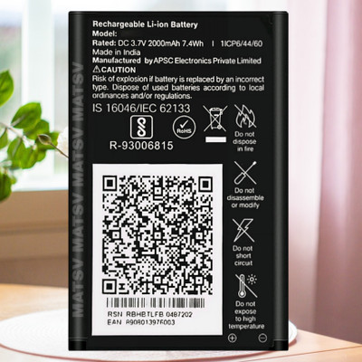 MATSV Mobile Battery For  Jio Phone F101K / 2000mAh