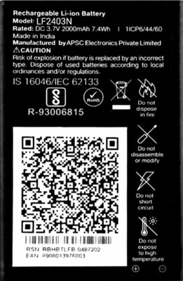 FAmart Mobile Battery For  LYF JIO KEYPAD MOBILE BATTERY FOR LF2403N/3.7V/2000mAh