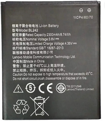 BRAVEHEART Mobile Battery For  Lenovo A6000/ A6000 Plus (BL-242) | A6010 / A6010 Plus / K3 K30 T / K30 W / 2305mAh