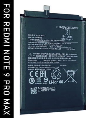 SUFO Mobile Battery For  Redmi Note 9 Pro Max - 5020mAh