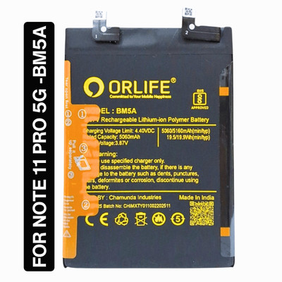 orlife Mobile Battery For  Xiaomi Note 11 Pro 5G BM5A (1 Year Replacement Warranty)