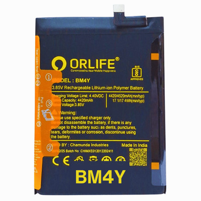 orlife Mobile Battery For  Xiaomi Poco F3 BM4Y ( 1 Year Replacement Warranty )