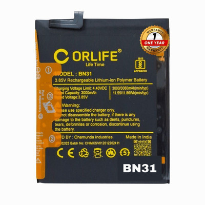 orlife Mobile Battery For  Redmi Y1 | Y1 Lite | Y2 | MI 5X | MI A1 | BN31 ( 1 Year Replacemant Warranty)