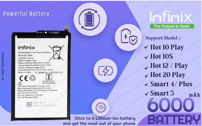 Infinix Mobile Battery For  BL 58BX Infinix Hot 10S/ Hot 10 Play / Smart 4 Plus / Smart 5 /Hot 12 Play / Hot 12 -6000 mAh