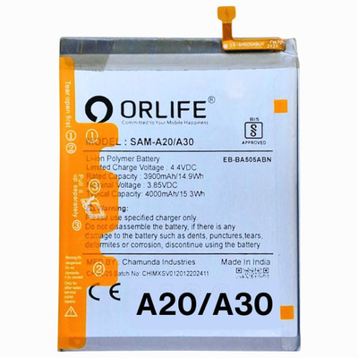 orlife Mobile Battery For  Samsung A20 / A30 / A50 / M10S / M107 | A20(1 Year Replacement Warranty)