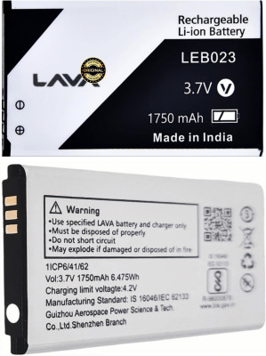 TokTon Mobile Battery For  Compatible Lava Leb023 / A3 / A 1200 / Captain K2 1750mAh Full Backup