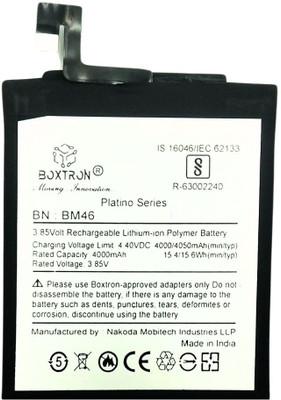 Boxtron Mobile Battery For  Original Mi Xiaomi Mi BM46 Redmi Note 3 · 4000 mAh Capacity 3.85V - Lithium Polymer Battery- 180 Days Replacement Warranty