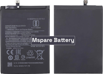 Mspare Mobile Battery For  Xiaomi Note 9 / Note 10x 4G / Redmi 10X 5G / Redmi 10x pro 5G | Model BN54 {5020mAH}
