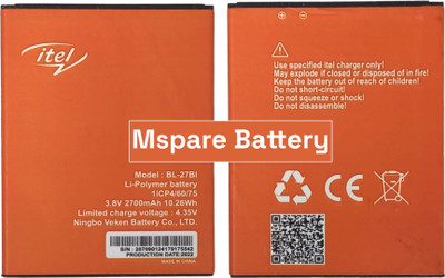 Mspare Mobile Battery For  itel A42 Plus / S21 | Model BL-27BI {2700mAH}