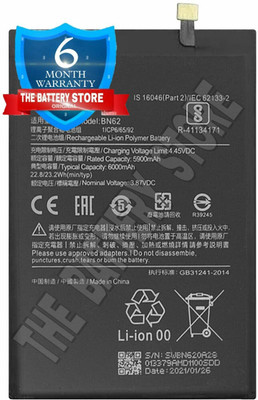 THE BATTERY STORE Mobile Battery For  Redmi Original BN62 Battery for Redmi Note 9, Poco M3 Battery with 6 Month Warranty