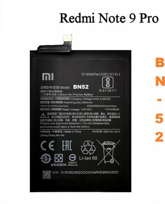 PARADISEECOM Mobile Battery For  XIAOMI / REDMI / POCO / Mi Redmi Note 9 Pro/note 9S Batteries for Mobile Phones BN52 Original (5020 MAH)
