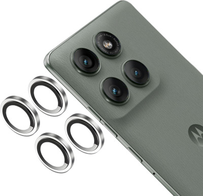 MOBCART Back Camera Lens Ring Guard Protector, Camera Lens Glass Protector for Moto Edge 60 Pro - 9H Tempered Glass, HD Clarity, Scratch-Resistant, Silver(Pack of: 4)