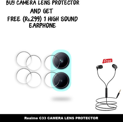 SOMTONE Back Camera Lens Glass Protector for ECLP3-Realme C33 CAMERA LENS GUARD WITH 1 HIGH SOUND EARPHONE FREE(Pack of: 3)