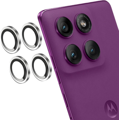 MOBCART Back Camera Lens Ring Guard Protector, Camera Lens Glass Protector for Moto Edge 60 Pro - 9H Tempered Glass, HD Clarity, Scratch-Resistant, Silver(Pack of: 4)