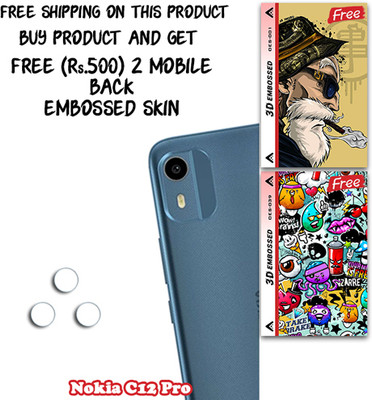 ARBAN Camera Lens Protector for Nokia C12 Pro WITH FREE 500 RUPEES 2 3D EMBOSSED SKIN FOR MOBILE BACK CS001(Pack of 3)
