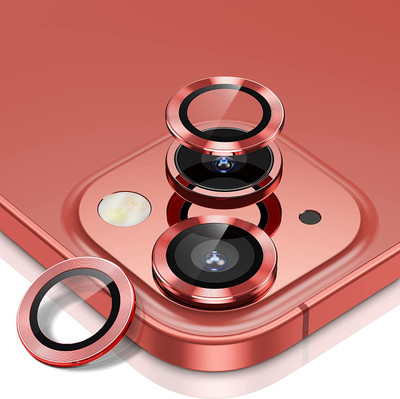CHICCASA Back Camera Lens Glass Protector, Camera Lens Ring Guard Protector for iPhone 14 Plus Red Camera Ring Protector(Pack of: 2)