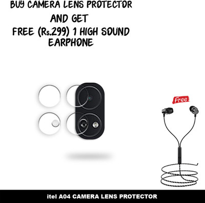 ARBAN Back Camera Lens Glass Protector for ECLP2-itel A04 CAMERA LENS GUARD WITH 1 HIGH SOUND EARPHONE FREE(Pack of: 2)