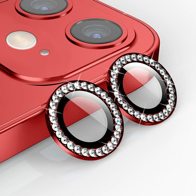 Evett Back Camera Lens Ring Guard Protector for iPhone 11 Diamond Stones Ring Protector Red(Pack of: 2)