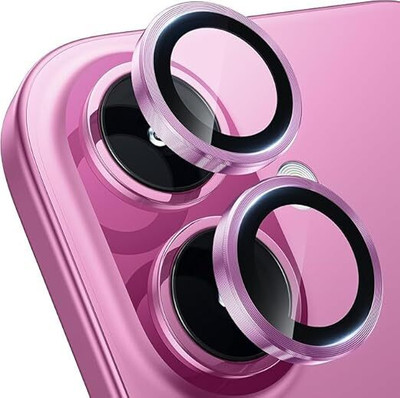 Caseworm Back Camera Lens Ring Guard Protector for iphone 16 Pink Camera Lens Ring Protector(Pack of: 2)