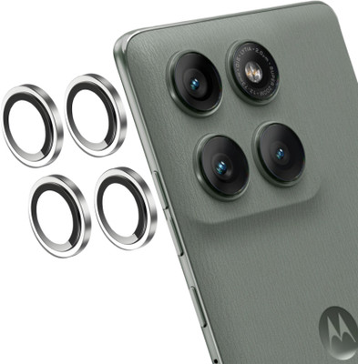 MOBCART Back Camera Lens Ring Guard Protector, Camera Lens Glass Protector for Moto Edge 60 Pro - 9H Tempered Glass, HD Clarity, Scratch-Resistant, Silver(Pack of: 4)