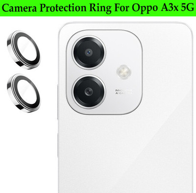 ZYXO Back Camera Lens Ring Guard Protector for Oppo A3x 5G [ Silver Metal Ring with 9H Glass] Set of 1(Pack of: 2)