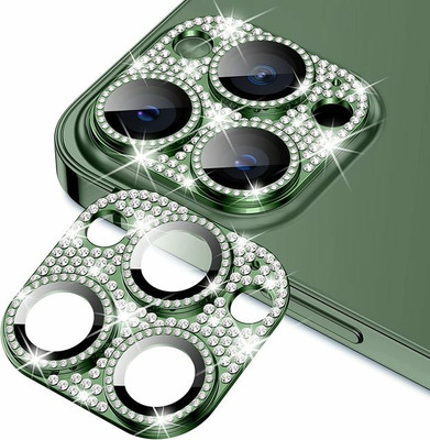 VOSKI Back Camera Lens Glass Protector for iPhone 13 Pro Max Full Metal Diamond Luxury Camera Lens Protector(Pack of: 1)