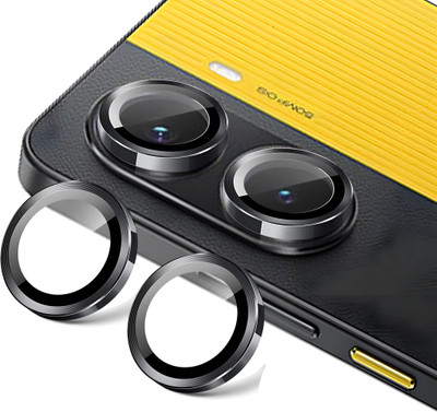 CASELIA Back Camera Lens Ring Guard Protector for POCO X7 Pro 5G [ Black Metal Ring with 9H Glass] Set of 1(Pack of: 2)