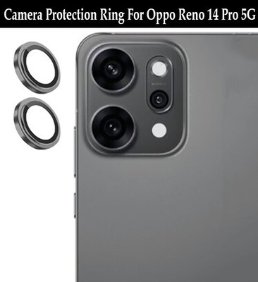 KREZEE Back Camera Lens Ring Guard Protector for Oppo Reno 14 Pro 5G [ Black Metal Ring with 9H Glass] Set of 1(Pack of: 2)