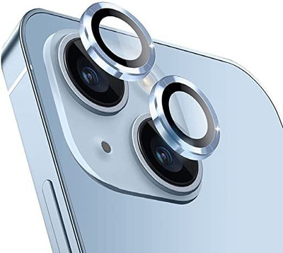 Bnny Camera Lens Protector for Apple iPhone 14 Camera Lens With Inbuilt Tempered Glass Aluminium Alloy Metal Ring Scratch proof Ultra Protection, Iphone 14 Plus Edge to Edge Blue ring(Pack of 1)