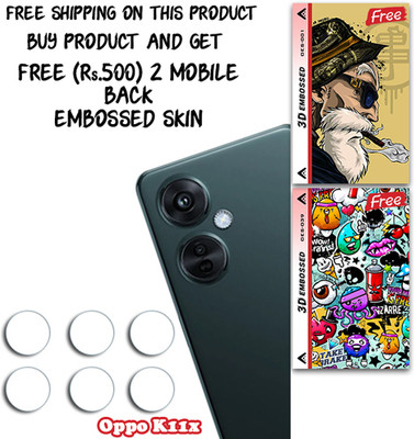 SOMTONE Camera Lens Protector for Oppo K11x WITH FREE 500 RUPEES 2 3D EMBOSSED SKIN FOR MOBILE BACK CS001(Pack of 3)