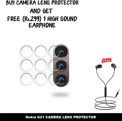 ARBAN Back Camera Lens Glass Protector for ELCP3-Nokia G21 CAMERA LENS GUARD WITH 1 HIGH SOUND EARPHONE FREE(Pack of: 3)