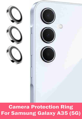 DC DEAL CLUES Back Camera Lens Ring Guard Protector for Samsung Galaxy A35 5G [Silver Metal Alloy Camera Ring with 9H Glass] Set of 1(Pack of: 3)
