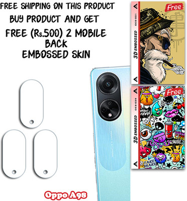 ARBAN Camera Lens Protector for Oppo A98 WITH FREE 500 RUPEES 2 3D EMBOSSED SKIN FOR MOBILE BACK CS001(Pack of 3)
