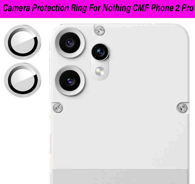 KREZEE Back Camera Lens Ring Guard Protector for Cmf by Nothing Phone 2 Pro [ Black Metal Ring with 9H Glass] Set of 1(Pack of: 2)