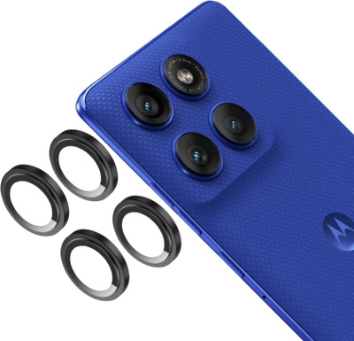 MOBCART Back Camera Lens Ring Guard Protector, Camera Lens Glass Protector for Moto Edge 60 Pro - 9H Tempered Glass, HD Clarity, Scratch-Resistant, Black(Pack of: 4)