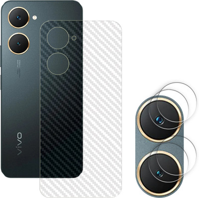 ARBAN Screen Guard for vivo Y03t 4G Camera Lens Glass Protector | Anti-Scratch | Edge to Edge Full Coverage | 9H Hardness (BACK CARBON FIBER SKIN + CAMERA LENS PROTECTOR)(Pack of 2)