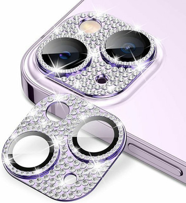 VOSKI Back Camera Lens Glass Protector for iPhone 14 Plus Full Metal Diamond Luxury Camera Lens Protector(Pack of: 1)