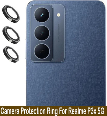 Zyxo Back Camera Lens Ring Guard Protector for Realme P3x 5G [ Black Metal Ring with 9H Glass] Set of 1(Pack of: 3)