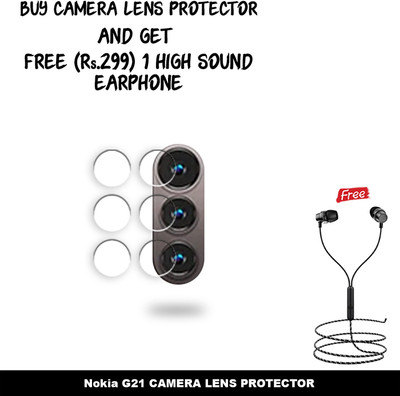 SOMTONE Back Camera Lens Glass Protector for CL-Nokia G21 CAMERA LENS GUARD WITH 1 HIGH SOUND EARPHONE FREE(Pack of: 2)